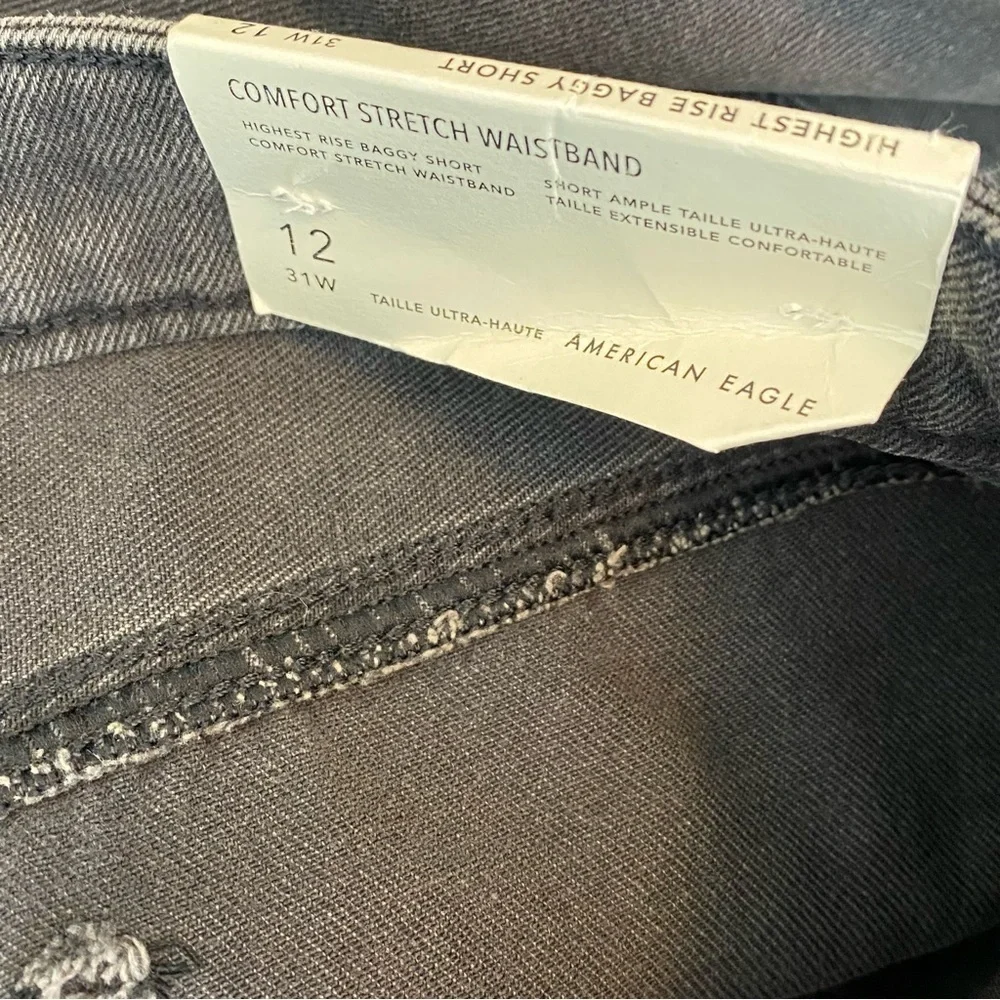American Eagle Outfitter Grey Distressed Highest Rise Baggy Short